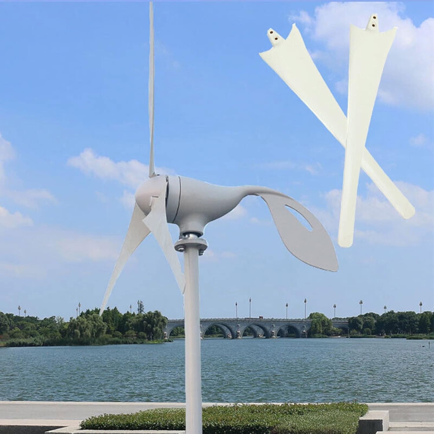 DIY High Strength Nylon Fiber Windmill Parts 600mm Horizontal Wind Turbine Generator Kit White Wind Power Generator Wind Turbine Blades (Color : White, Size : 5PC)