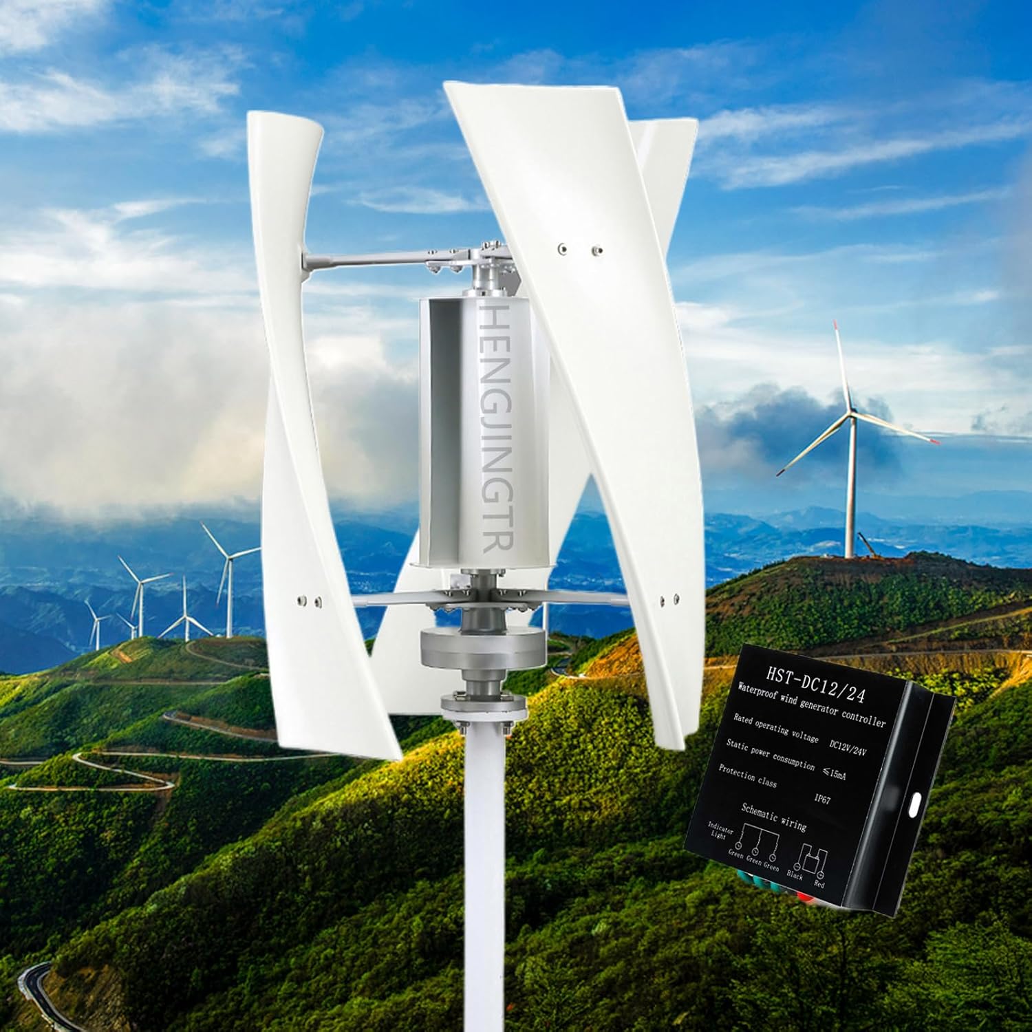 8000W Vertical Axis Wind Turbine Generator, W/Controller 220V 48V 24V 12V for Street Lighting Wind Turbine Power Generation Permanent Magnet Generator