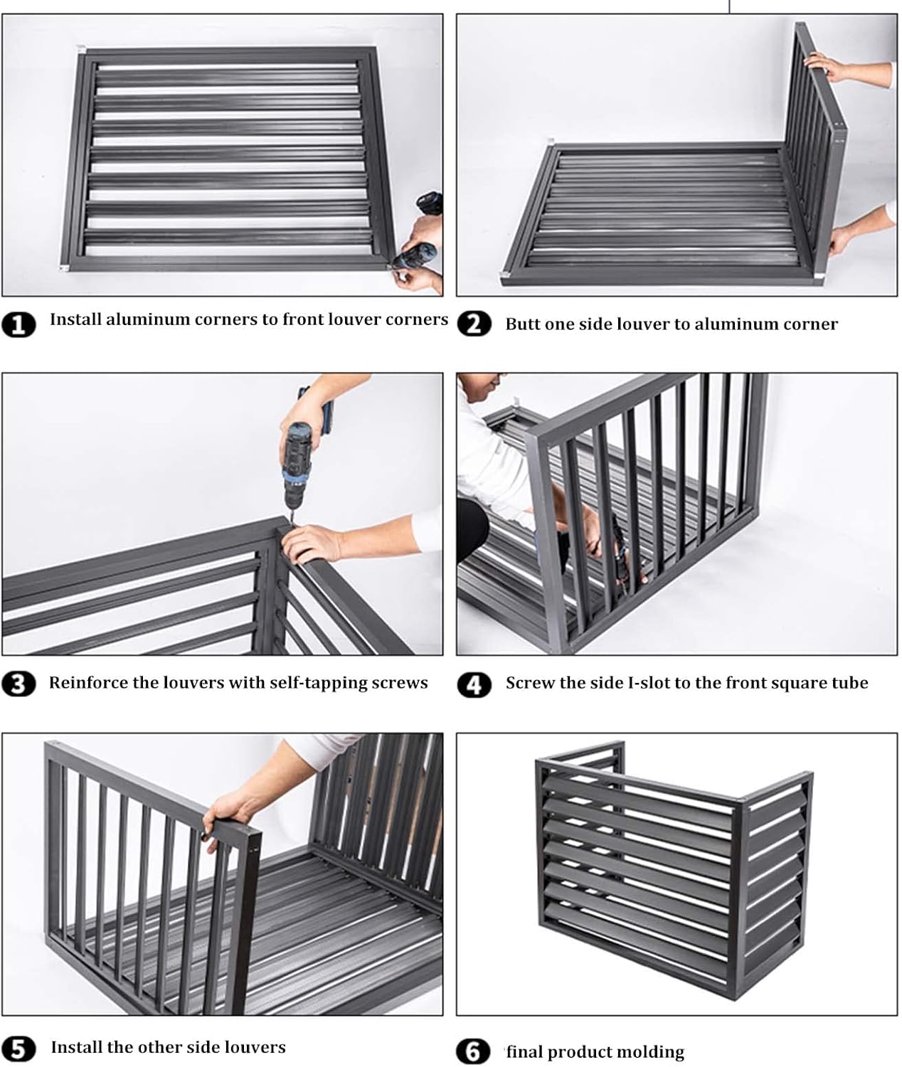 Cover for Outdoor Air Conditioner Fence Screen -Tall, Weatherproof Aluminum Louver Grille Central Air Conditioner Covers, Freestanding Enclosure to Cover Garbage Or Ac Units,Garden Plant Stand