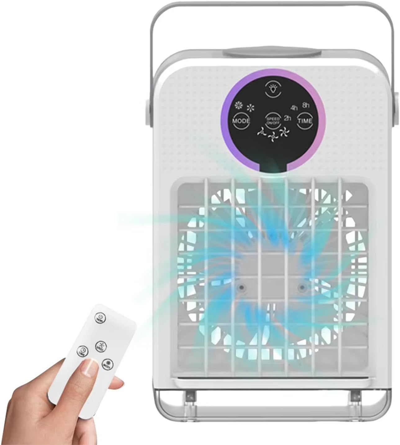 Dual Mode Water Air Conditioner, Aire Acondicionado Portatil, with 700ml Visible Water Tank and Colorful Touch Screen, 3-Speed Timing Speed Adjustment, Noise ≤50db