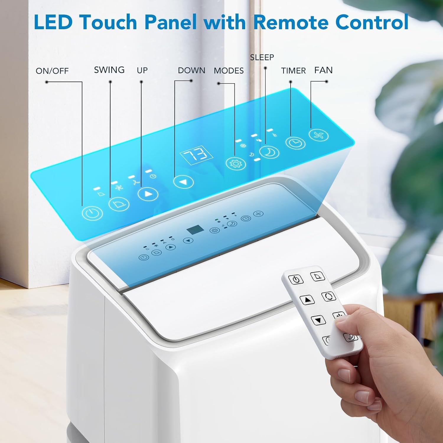 Portable Air Conditioners, 14000 BTU for Rooms Up to 750 Sq.Ft. 3-In-1 Portable AC with Fast Cooling, Dehumidifying, Three-Speed Fan, Includes a 24-Hour Timer, Remote Control, and Quiet Operation, Whi