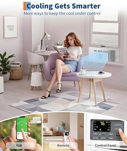 8000BTU Window Air Conditioner, Cools Up to 350 Sq.Ft.,Window AC Units With Cool and Fan Functions,Quiet 50DB, 24H Timer Small AC Unit, Energy Savings, Remote Control,Perfect for Bedroom, Livingroo