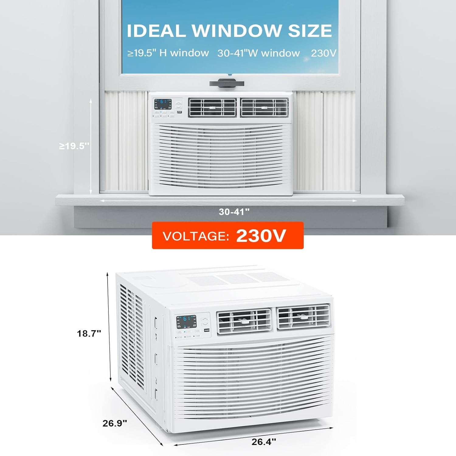 ROVSUN 23200 BTU Window Air Conditioner with Heat, Window AC Unit & Heater Combo with APP & Voice Smart Control, Timer Function & Easy Installation Kit, Work with Alexa/Google Assistant, 208/230V