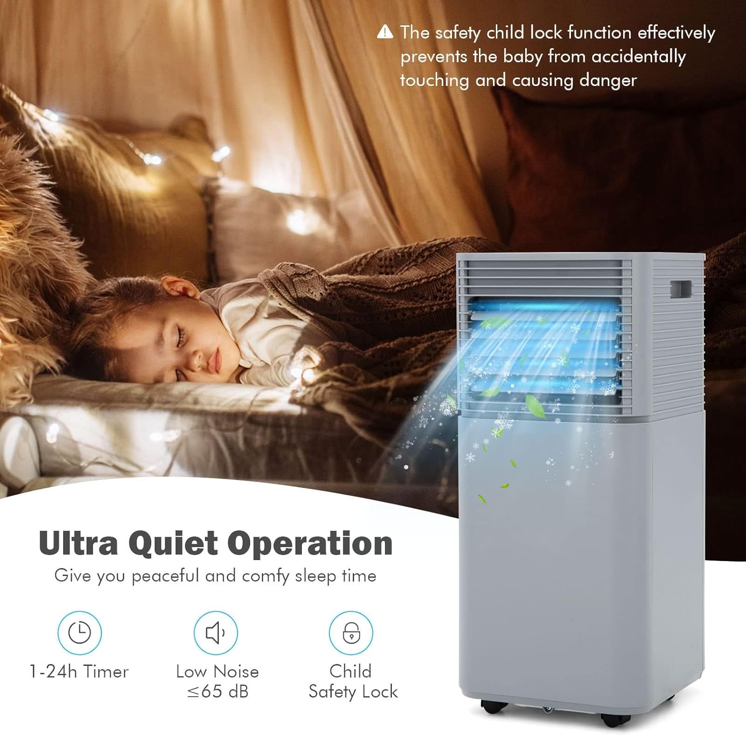 DORTALA Portable Air Conditioners 8000 BTU, AC Cooling Uint with Dehumidifier, Remote Control, 24H Timer & Window Kit, Stand up Air Conditioner for Bedroom, Dorm, Cools up to 230 sq.ft, Grey