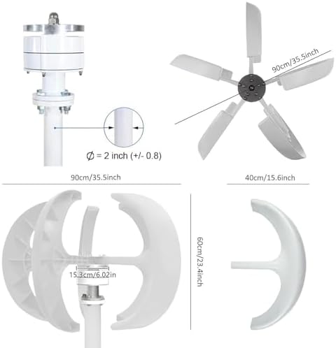 3000W/4000W/5000W Wind Turbine Generator - 12V/24V/48V Vertical Wind Motor with Controller for Hybrid Solar & Wind Systems, Perfect for Garden & Boat Use