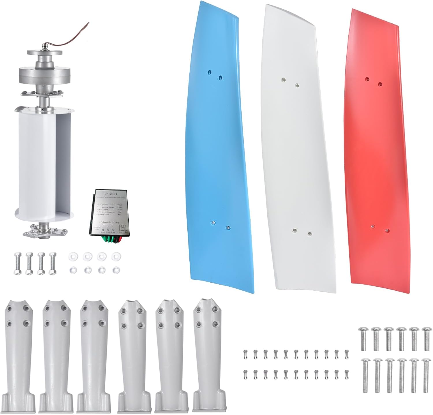 Vertical Wind Turbine - 3 Leaves 24V Wind Powered Generator | Permanent Magnet Generator Kit for RVs, Boats, Home Street Lighting