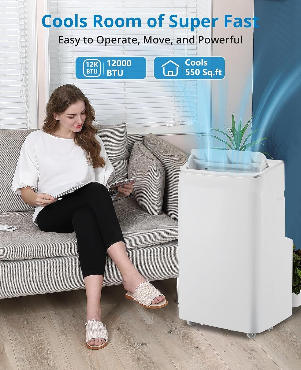 Portable Air Conditioner, 14000 BTU Air Conditioner Cool Up to 750 Sq.Ft, 3-in-1 AC Unit, Dehumidifier, Fan, Window Installation Kit & Remote Control,LED Display,24Hrs Timer for Home, Office