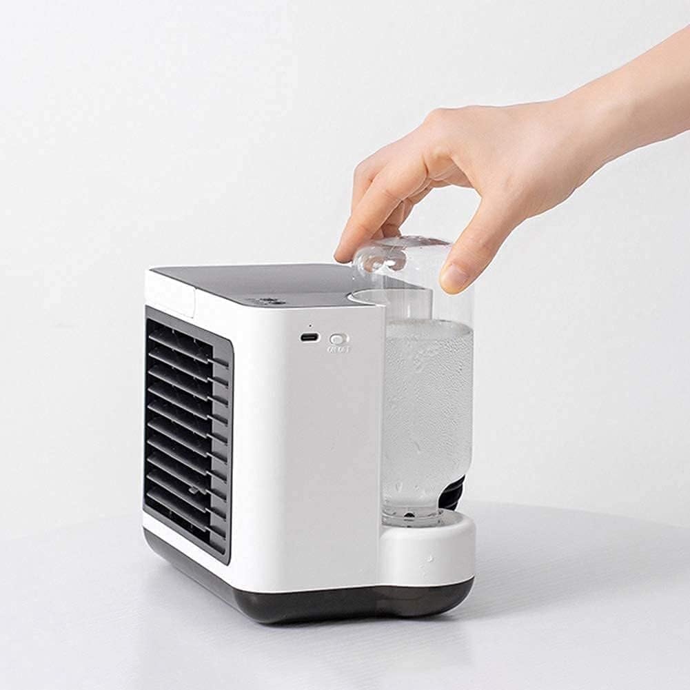 Portable Air Cooler for Home & Office, 3-in-1 Air Conditioner, Humidifier, Purifier, 3-Speed Desktop Cooling Fan with USB Charging, Quiet & Efficient