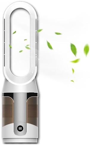 Bladeless Cooling Fan, Tower Fan ,Oscillating Pedestal Fan with Remote Control, 10 Speeds, 9H Timer,Air circulation, cold and warm, can be used all year round, for Indoor Home Bedroom Office Room(Gold