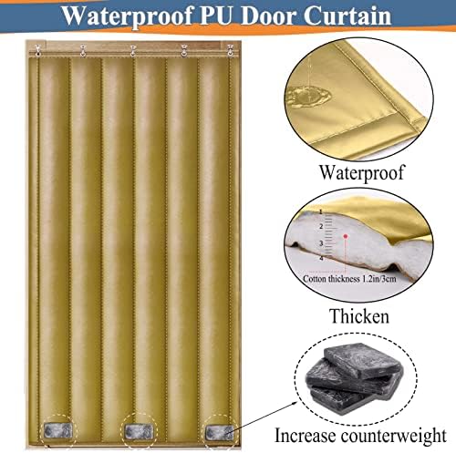 Soundproof Blanket for Doorway, Thick Thermal Fabric Door Cover, Winter Doorway Cover Screen Door Curtain for Air Conditioner Room Heater Room Living Room Back Doors(Gold W60*H91in)