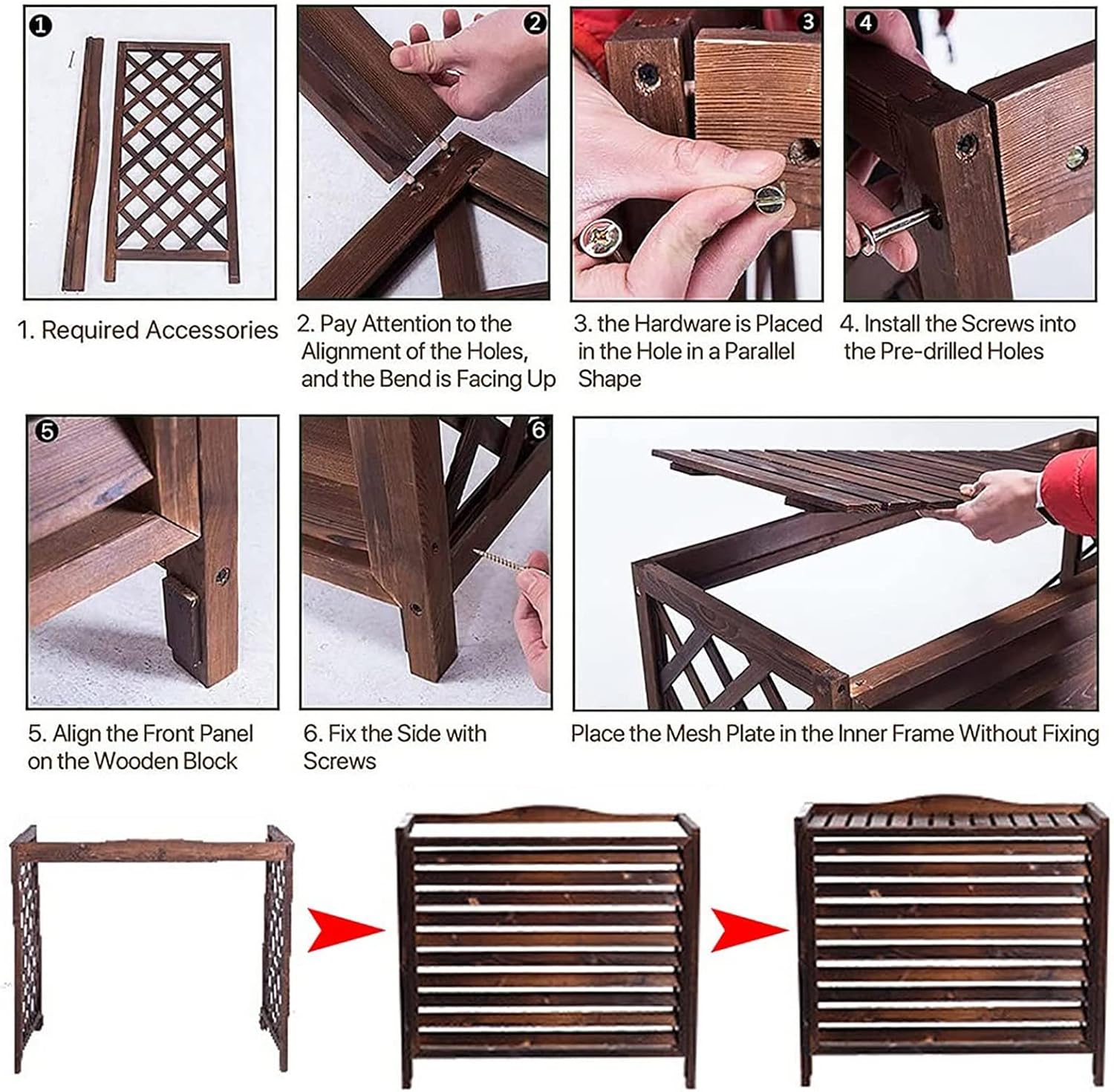 Ac Cover For Outside Unit,Air Conditioner Privacy Screen,Freestanding Louvered Space Divider,Fence To Hide Air Conditioner,Wooden Air Conditioner Cover Flower Stand Solid Wood Air Conditioni