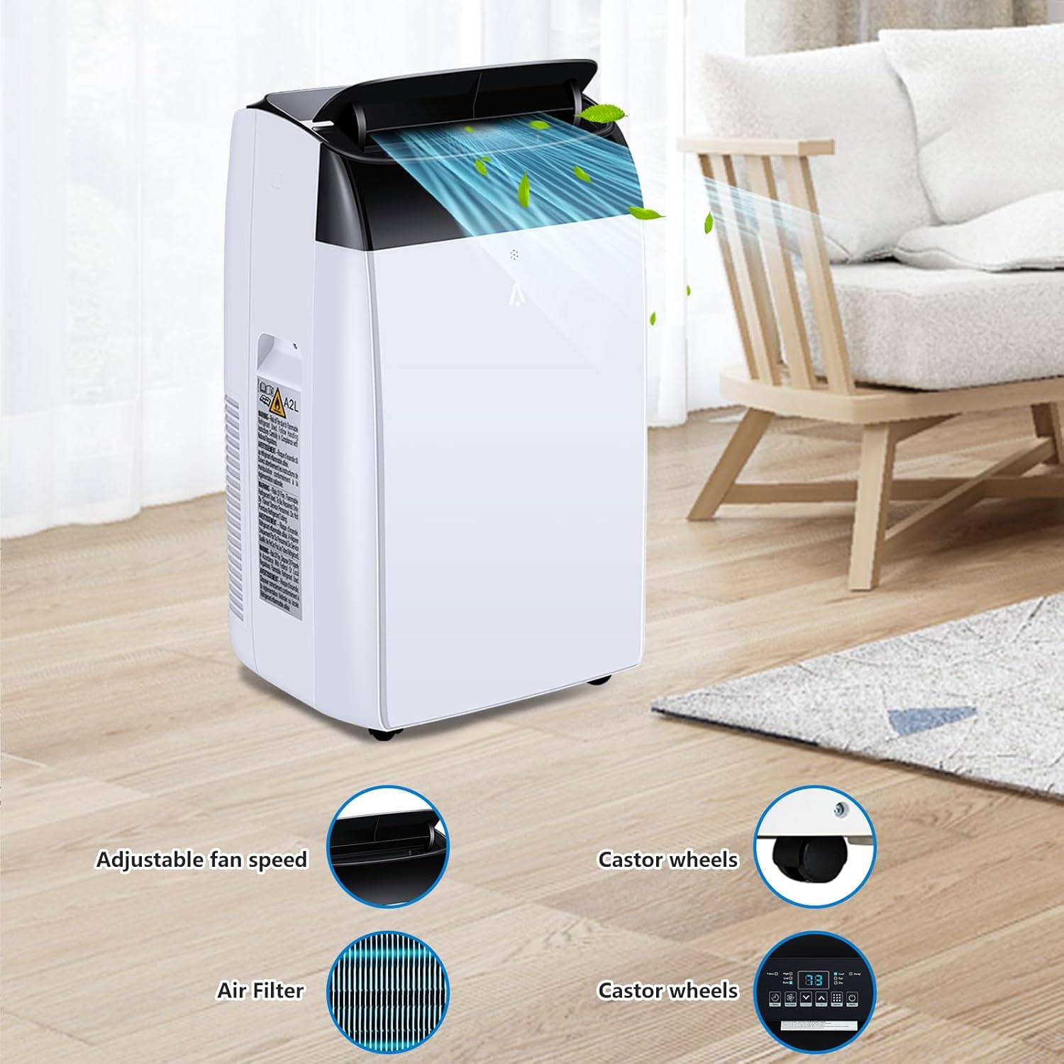 Portable Air Conditioners, Cools Rooms Air Conditioners Up to 450 Sq. Ft, 12000 BTU AC Unit, 3-in-1 with Built in Dehumidifier, Fan, Quiet Operation, Sleep Mode, Remote Control Included