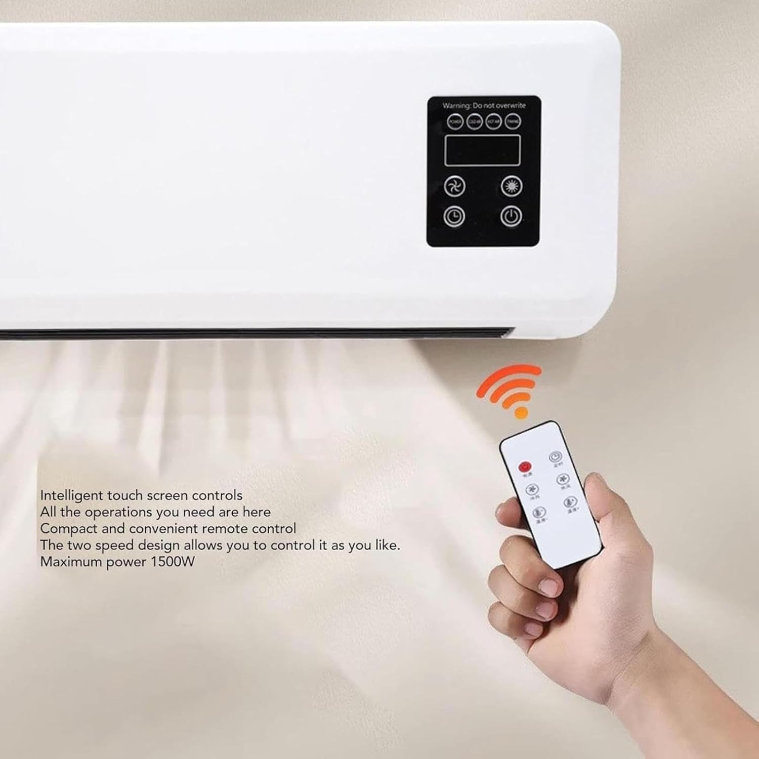 1500W Mini Air Conditioner,Cooling and Heating Function Air Cooling Heating Fan,Through-the-Wall Air Conditioners Wall Mount Air Conditioner and Heater for Bedroom Living Room YYBHDQPFS, zhanglan999