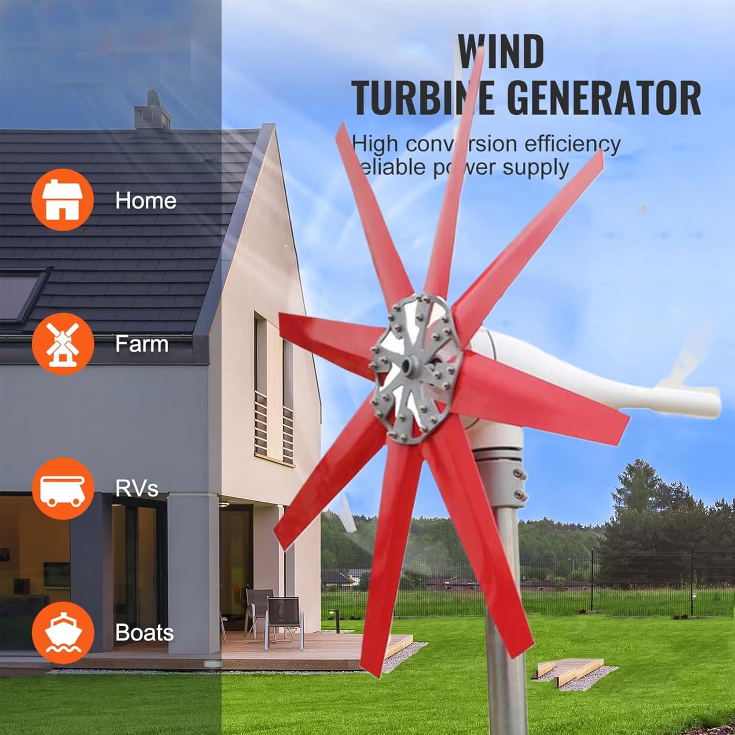 16000W Vertical Axis Wind Turbines, 220V Generator Lantern Motor Kit Windmill Energy Charge Turbines for Higher Power Generation