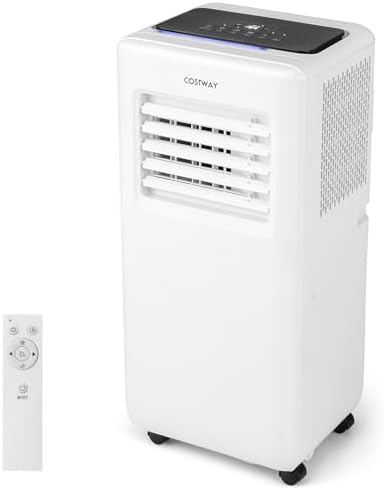 COSTWAY Portable Air Conditioner, 8000 BTU Portable AC Unit with Fan & Dehumidifier, Smart Sleep Mode, 24H Timer, Auto Swing & Window Installation Kit, Cools up to 250 Sq.Ft (8000 BTU)