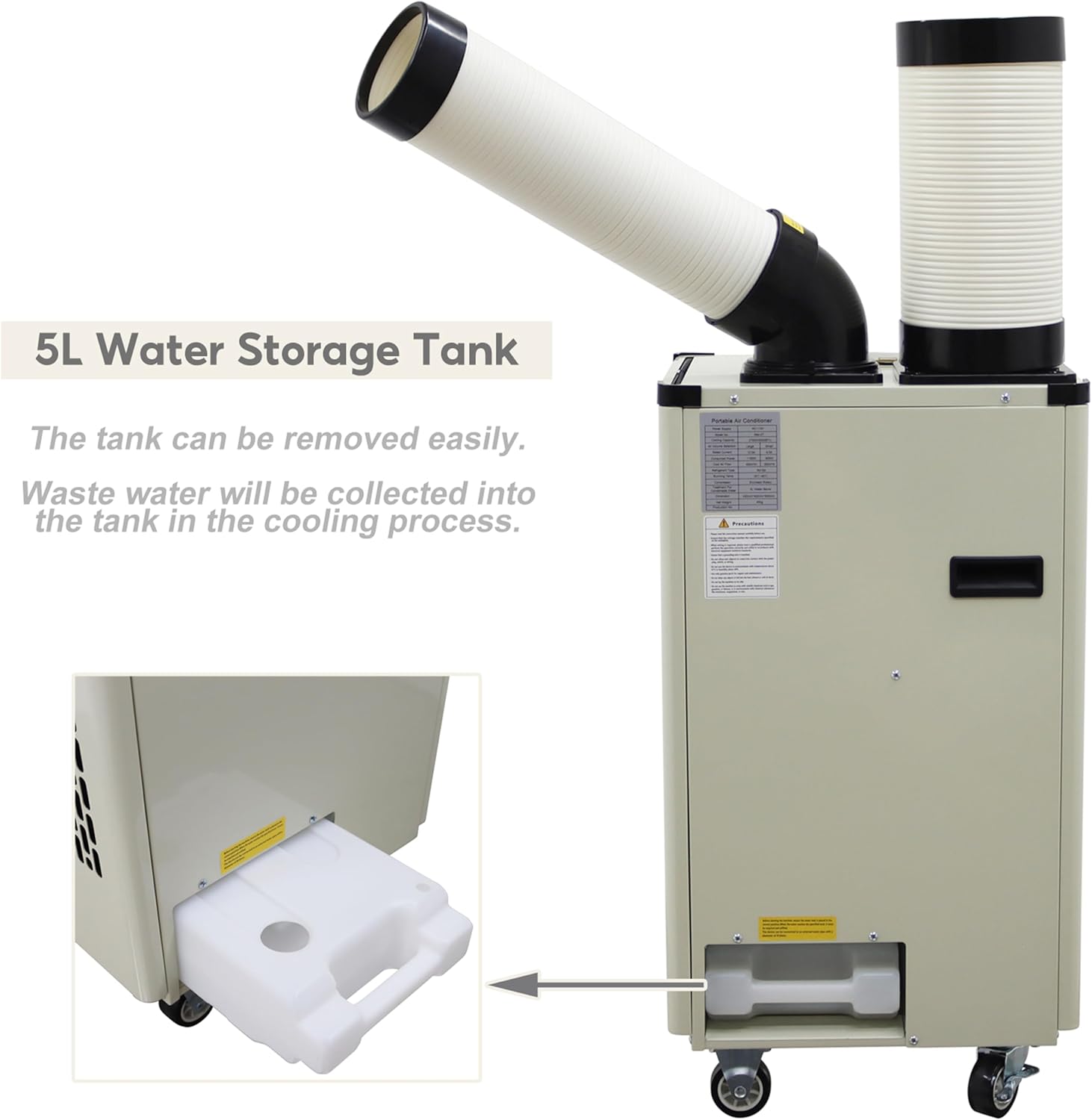 TECHTONGDA Industrial Spot Cooler Air Conditioner Commercial Mobile Outdoor Cooling Machine Aircon Single Outlets 350-450m³/h Black