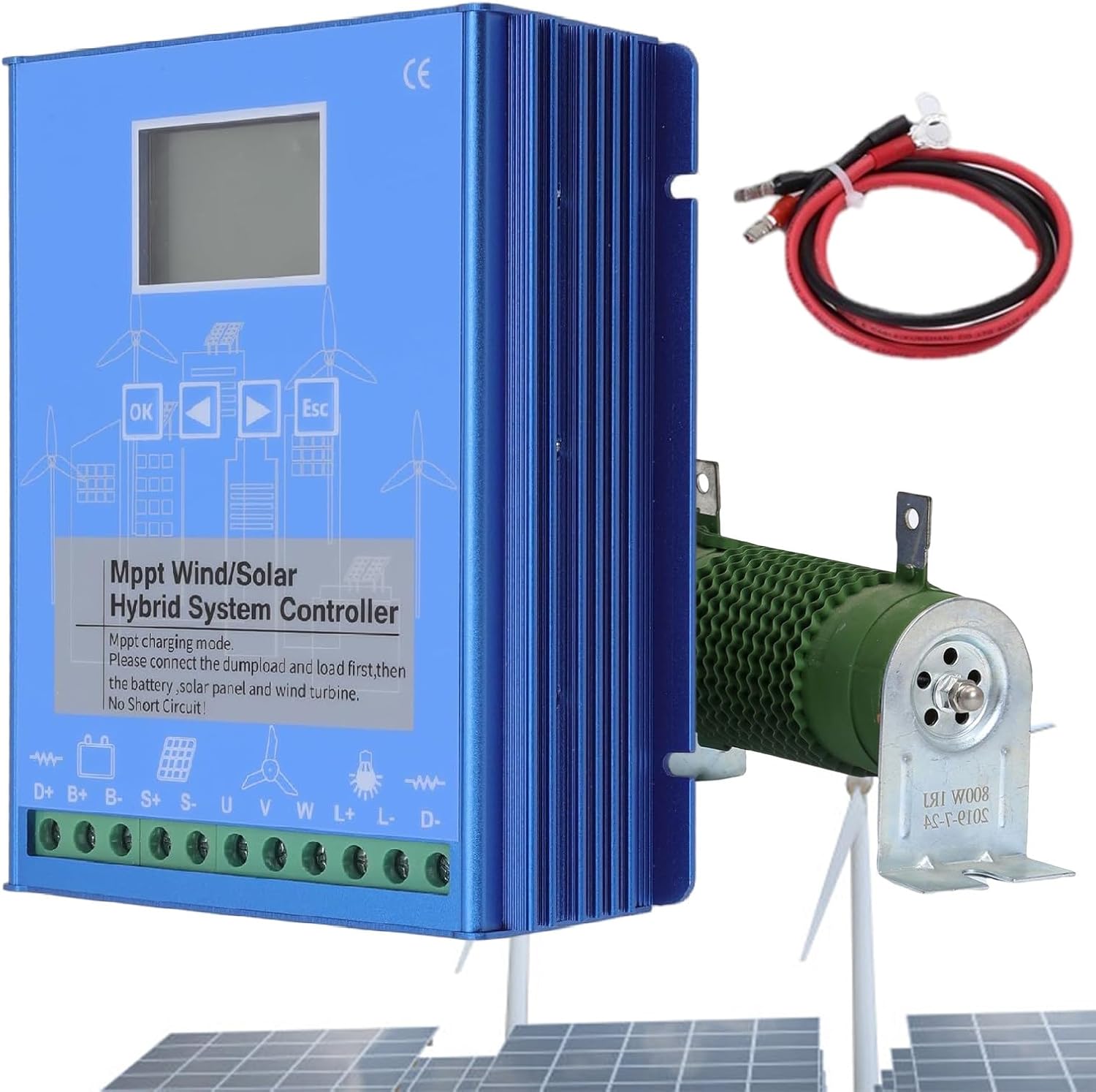 18000W Wind Turbine Energy Windmill with Dump Load, Wind Turbine Generator Mppt Charge Controller, 12V 24V 48V MPPT Wind Solar Hybrid Controller,48V