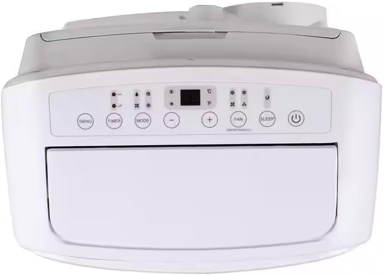 Seasons SM13R1 Portable 13500 Air Conditioner with Heater, White; Cool Rooms Measuring 550 to 700 sq.ft; Bucket-less Evaporation System; Soft Touch Electronic Control Panel; Auto Restart