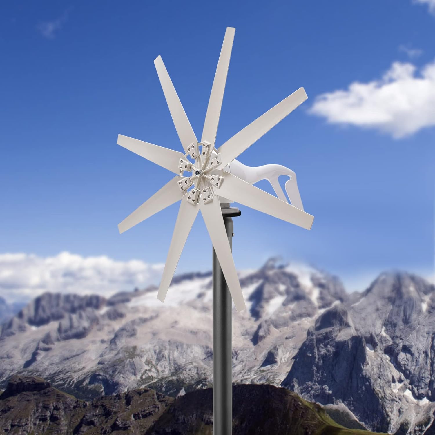 600W Hybrid Wind Turbine Generator Kit - 12V DC Wind Power System with 8 Blades for Home, RV & Marine - Efficient Renewable Energy Solution for Off-Grid Living