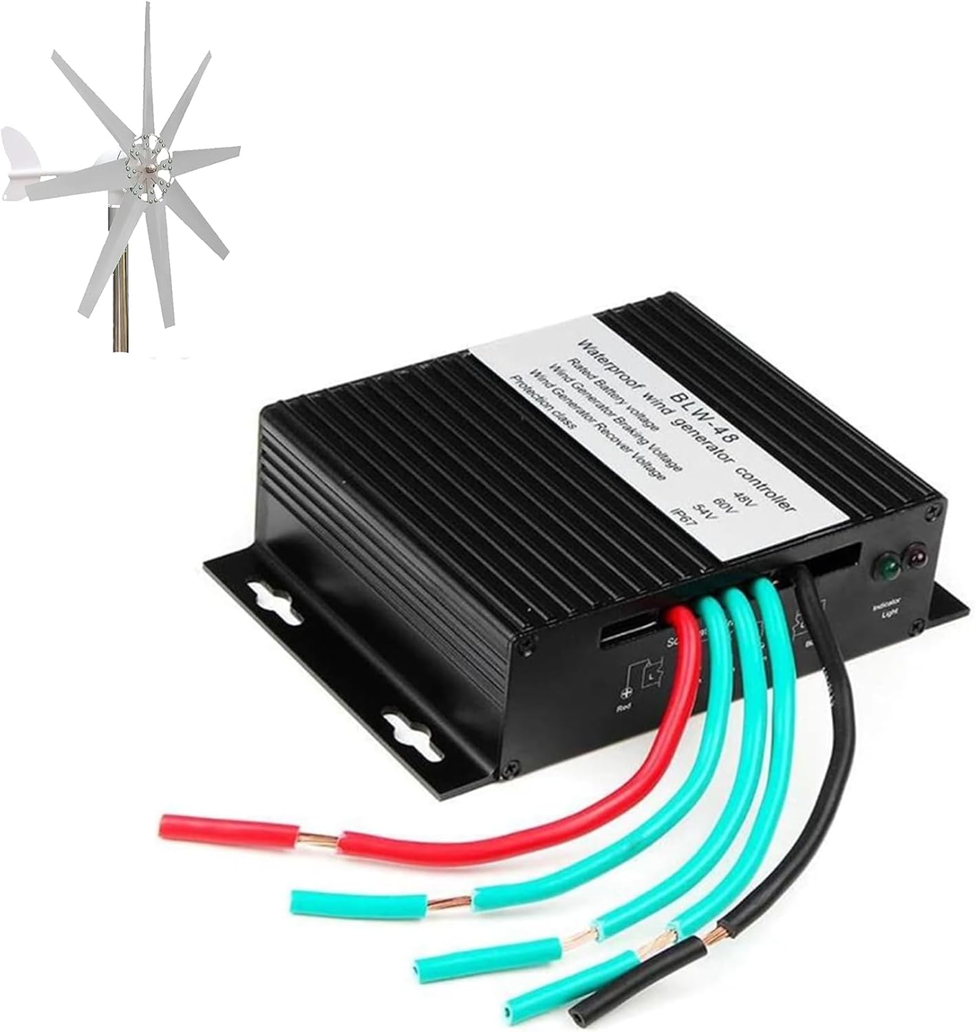 3000W DC 12V 24V AUTO 48V Wind Turbines Generator Charge Controller, 10A-40A IP67 Waterproof Battery Charge Controller Regulator (48V)