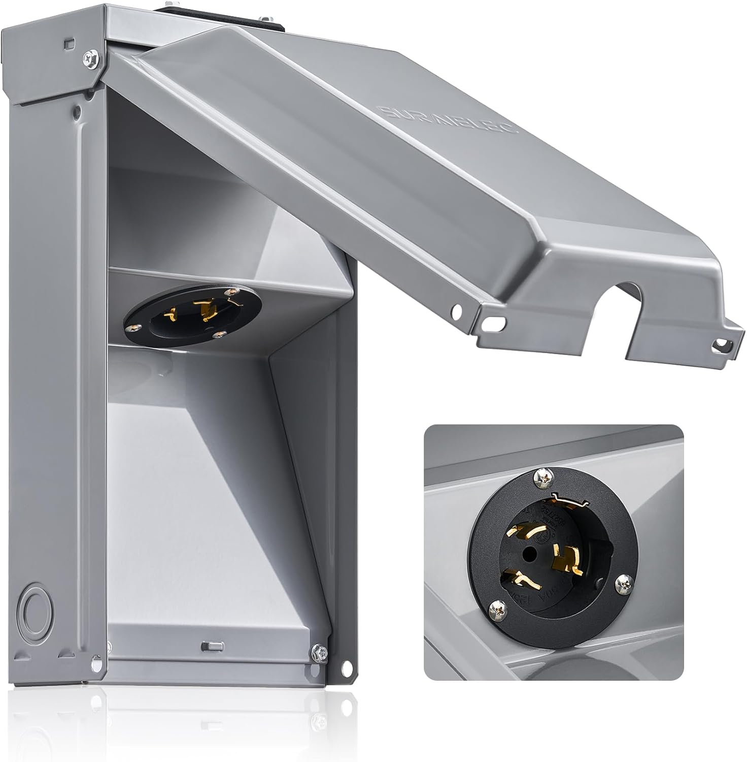 SURAIELEC 50 Amp Generator Power Inlet Box, NEMA SS2-50P Generator Box for 3-Prong Generator Cord, 120/240V, 12000W Weatherproof Outdoor Outlet Receptacle