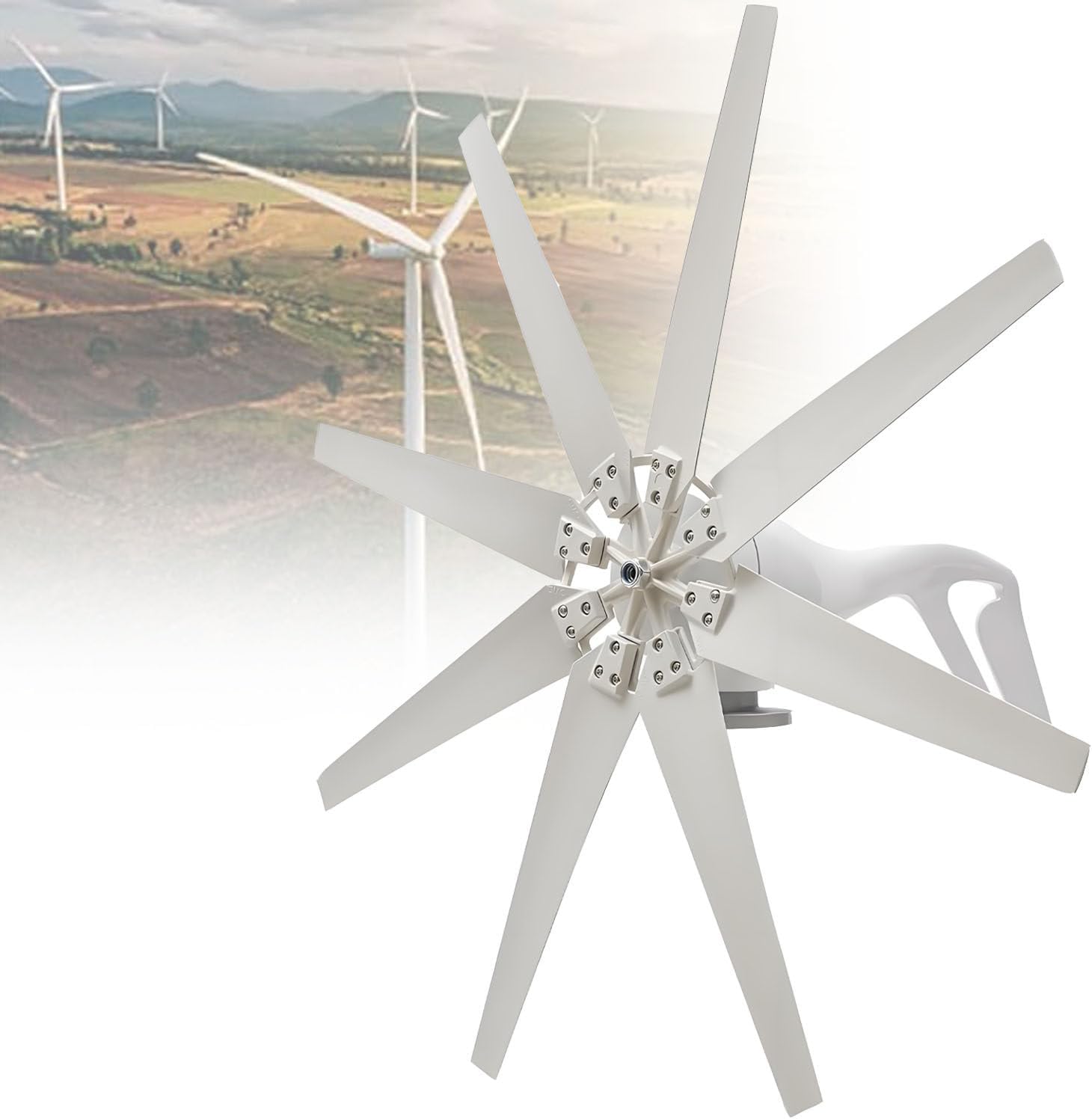 20000W Wind Turbine Generator Kit,8-Blade Windmill kit with Charge Controller,Wind Turbine Generator Kit with 8 Blade,Wind Mill Generator with 8 Blade,for Marine, RV, Home 24V-White