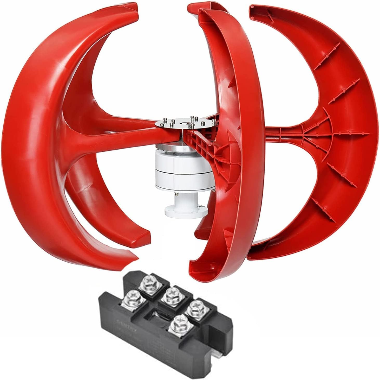 LiuSj JUnSt 8000W with Rectifier AC Wind Turbines Generator Lantern 5 Blades Motor Kit Vertical Axi for Home Hybrids Streetlight Electromagnetic,Red