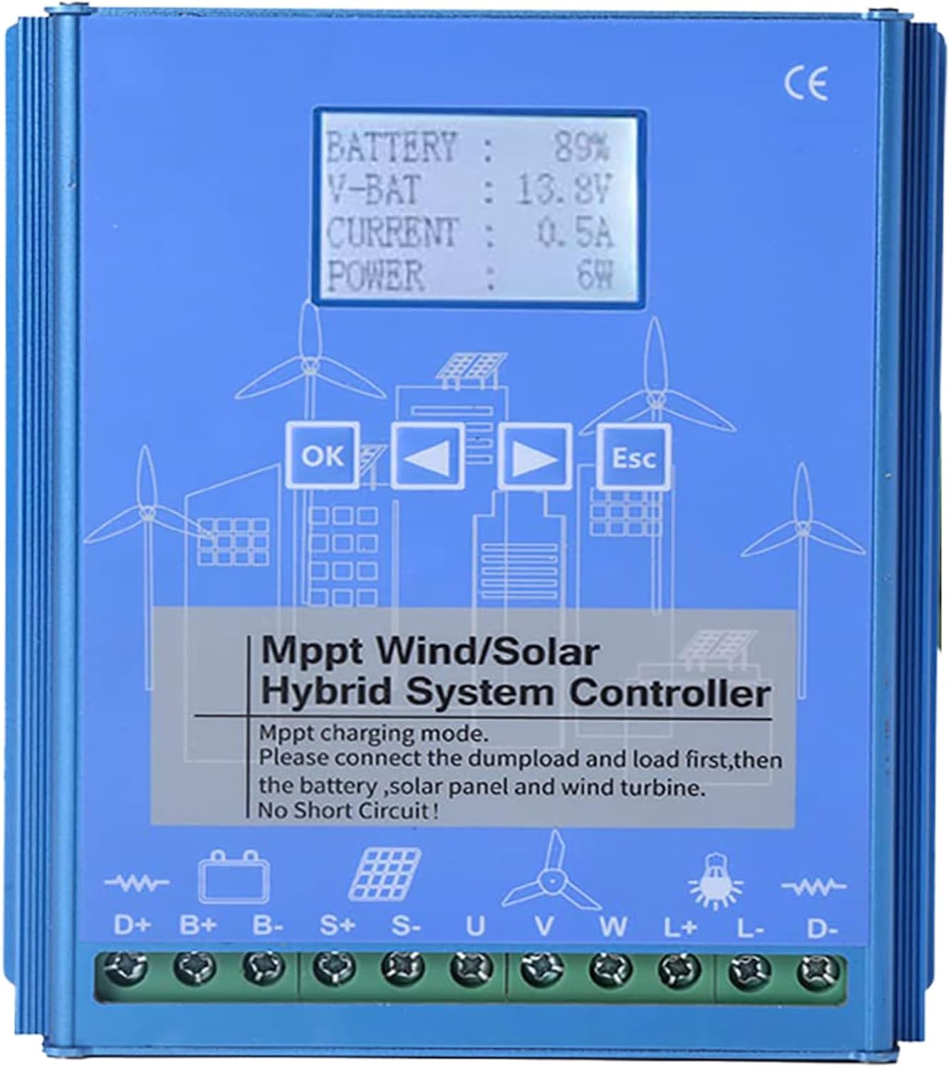 8000W Solar Wind Hybrid System - MPPT Charge Controller, Vertical Axis Wind Turbine Generator, Free Energy Solution, 12V Hybrid Power Charger for Off-Grid Use
