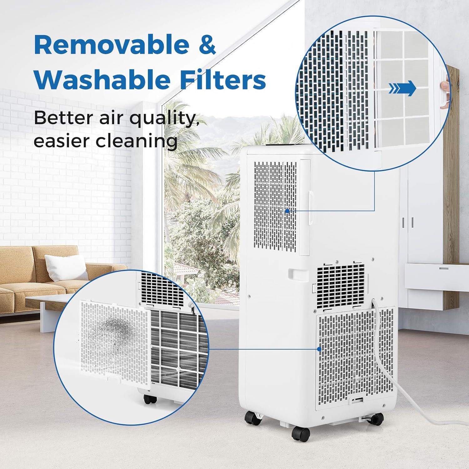 ARLIME 10000 BTU Portable Air Conditioner, 3 in 1 Air Cooler w/Fan, Quiet Floor AC w/Sleep Mode, 24H Timer, LED Display, Remote Control & Installation Kit, AC Unit for Bedroom 350 Sq.Ft (10000 BTU)