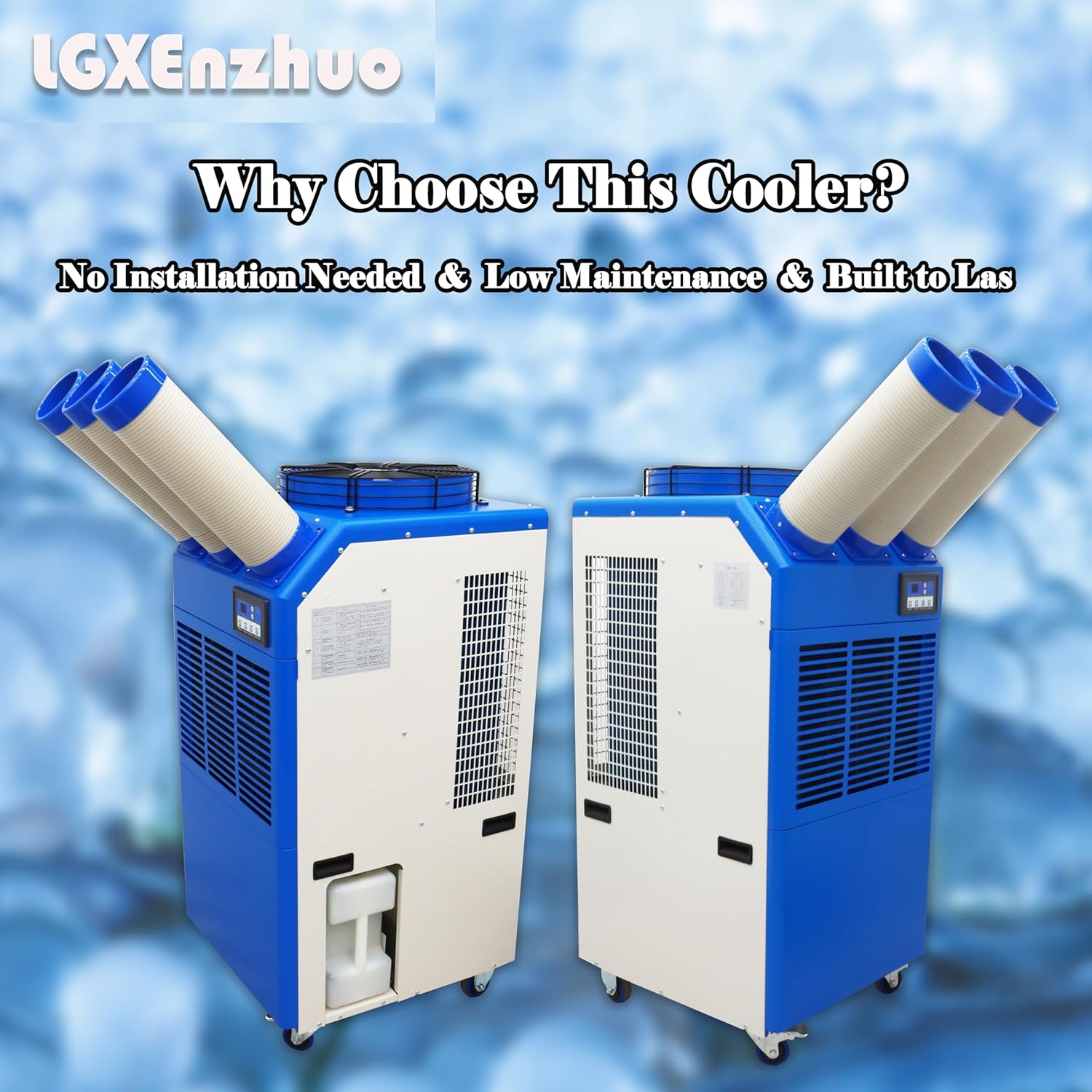 220V Industrial Air Conditioner Portable Industrial Cooling Unit 22178 BTU/h Three-Tube 14L Tank for Hospitals Workshops Events 2400W