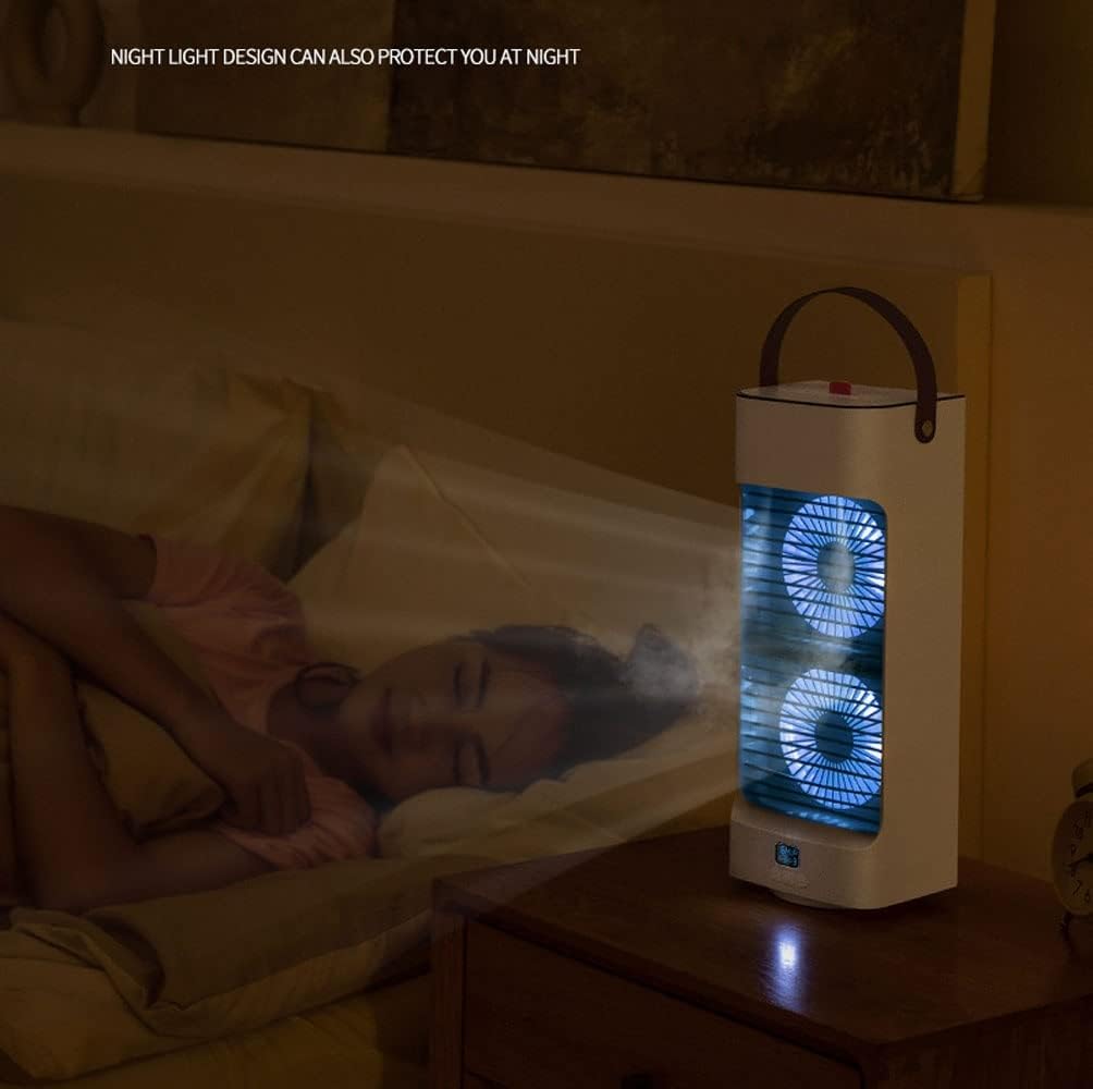 Portable Air Conditioner Cooling Fan, Evaporative Air Cooler for Room, 3 Wind Speed, 4000mAh Battery Powered & USB Rechargeable Mini Air Conditioner for Room Camping Car Office (Color : White