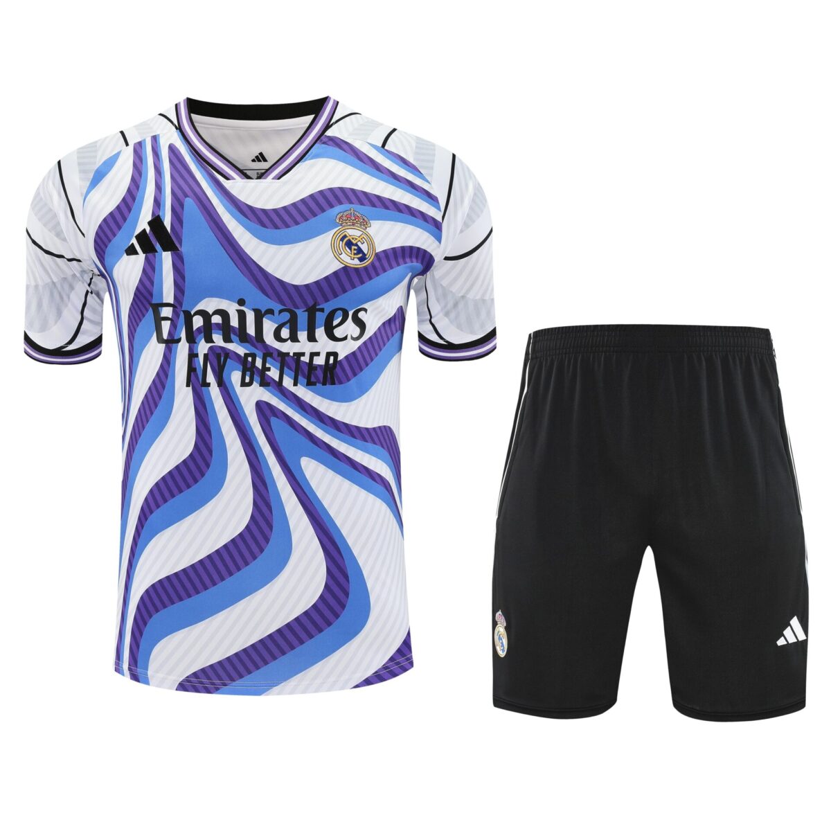 Conjunto de calentamiento Real Madrid blanco y azul rayas - NewNow