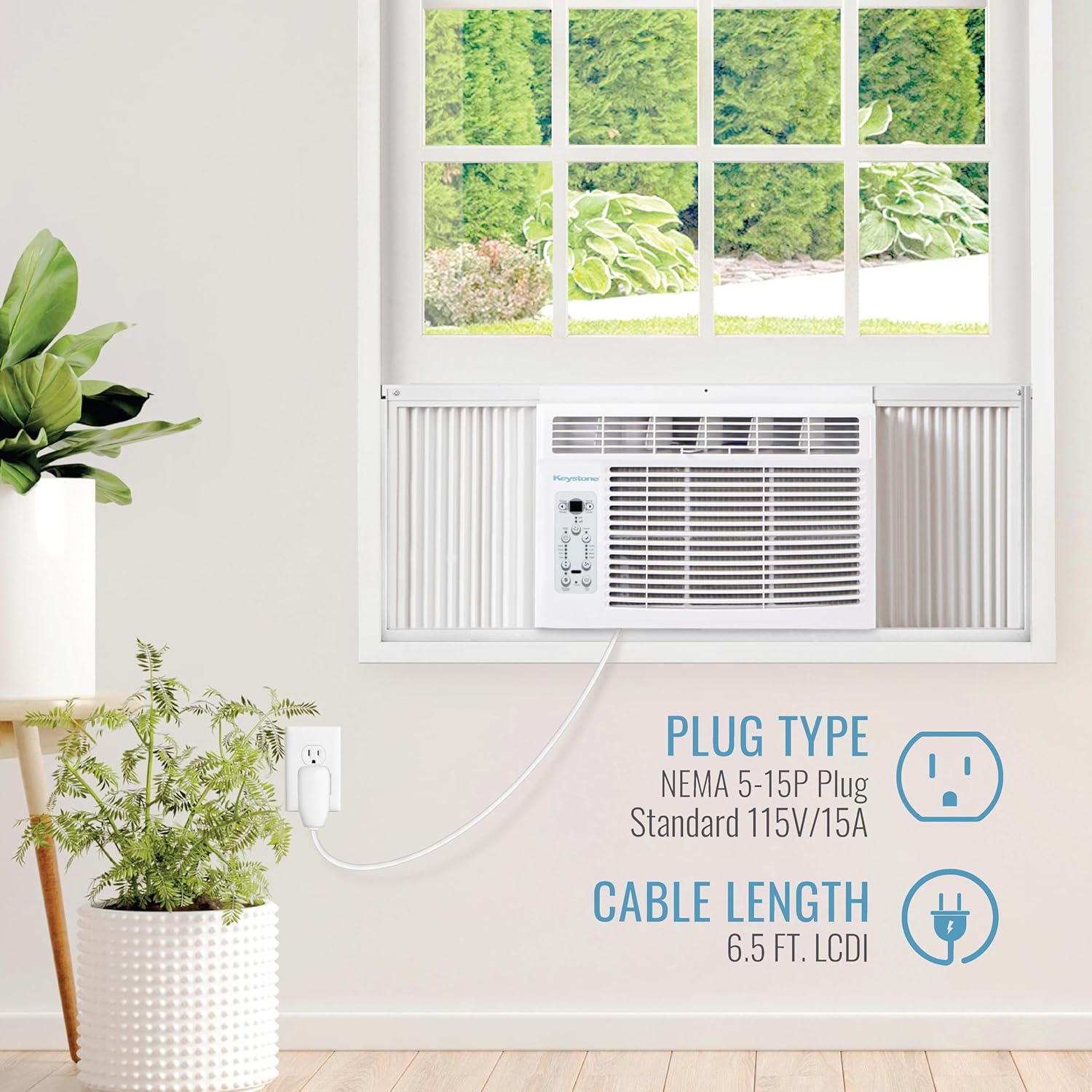 Keystone 8,000 BTU Window Air Conditioner and Dehumidifier, Window Unit Air Conditioner for Apartment, Living Room, Bathroom, Small-Medium Rooms up to 350 Sq.Ft., Window Air Conditioner with Remote