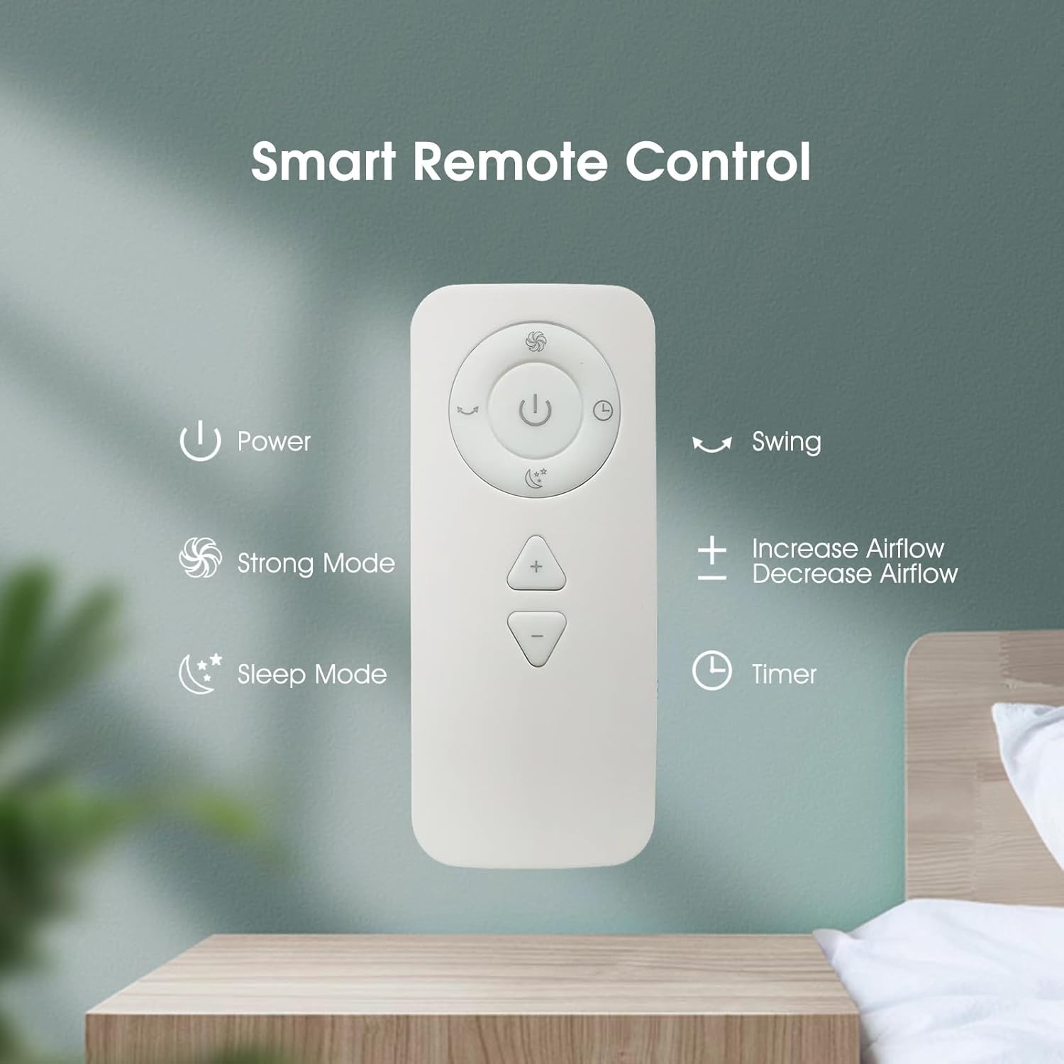 Bladeless Tower Fan with HEPA Filter, 80° Oscillating Bladeless Fan with Remote Control,9 Speeds, 8H Timer, Floor Fan for Home Bedroom, Office, White