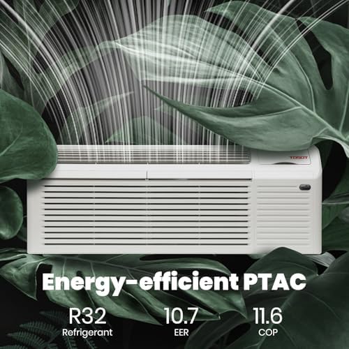 TOSOT 15,000 BTU PTAC Unit with Inverter Heat Pump and 3.5kW Electric Heater, Packaged Terminal Air Conditioner for Heating and Cooling, 11.6 COP, R32 Refrigerant, Works in 20°F to 115°F, 230V