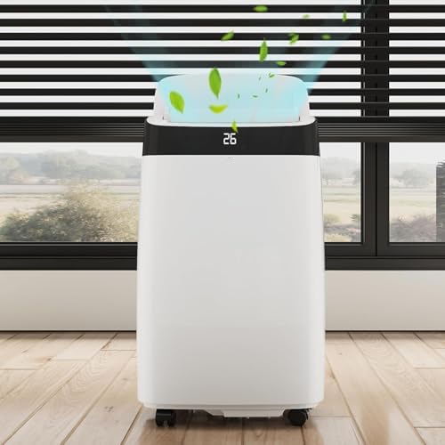 14,000 BTU Portable Air Conditioner, 3-In-1 Free-Standing Cooling AC Unit With Dehumidifier/Fan, Remote Control, Quiet Sleep Mode, 24H Timer, for Room Up 450 Sq. Ft, Black