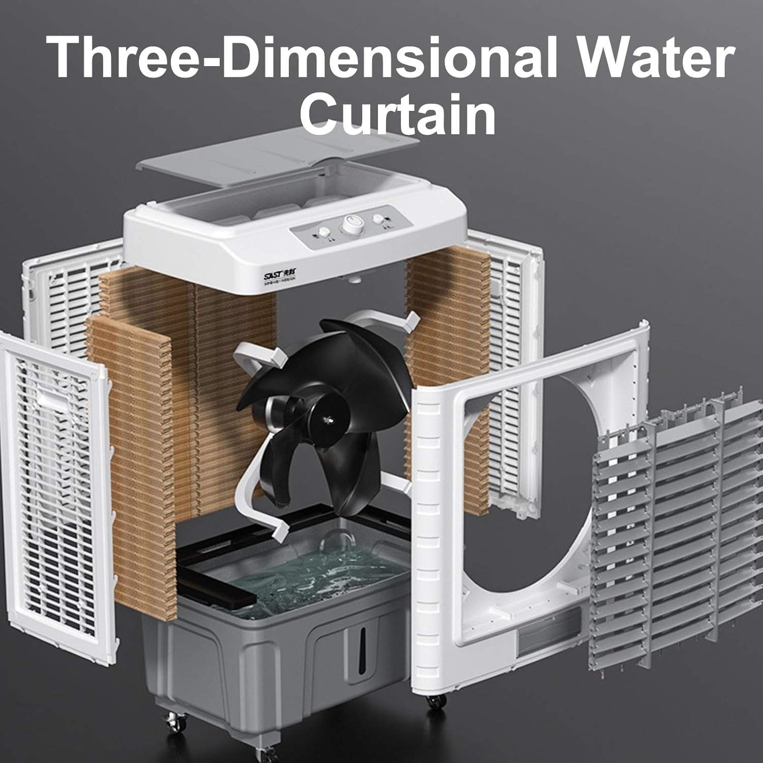 Air Coolers for Home 3 in 1 Portable Air Conditioner with 3 Speed, Evaportive Air Cooler, Humidifier, Ventilator, 120° Oscillation(Size:95cm/55L)