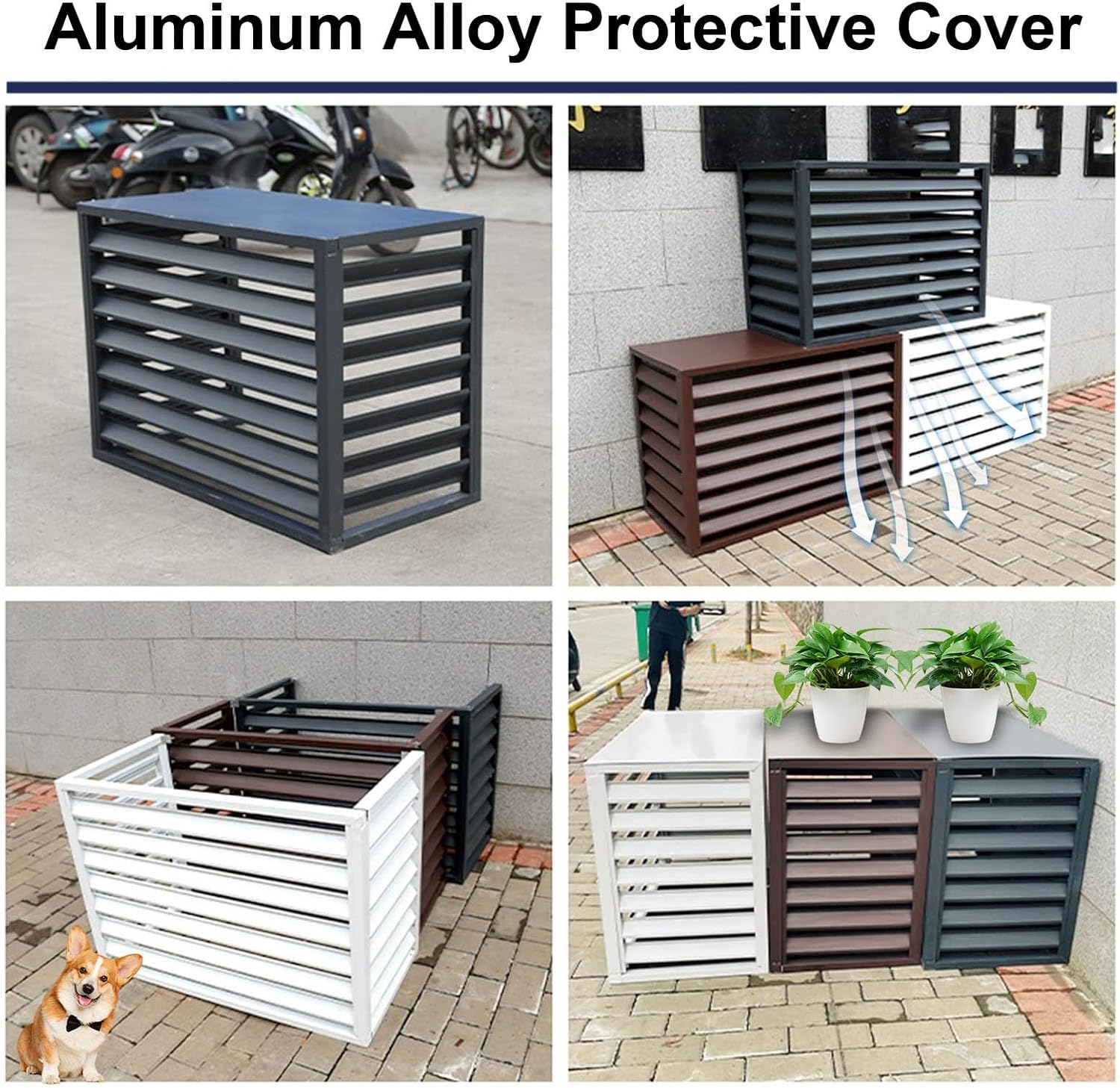 Air Conditioner Fence for Outside, Ac Unit Covers Outdoor, Shelf Plant Stand, Noise Reduction, Anti Theft, Outdoor Privacy(Brown,110cm)