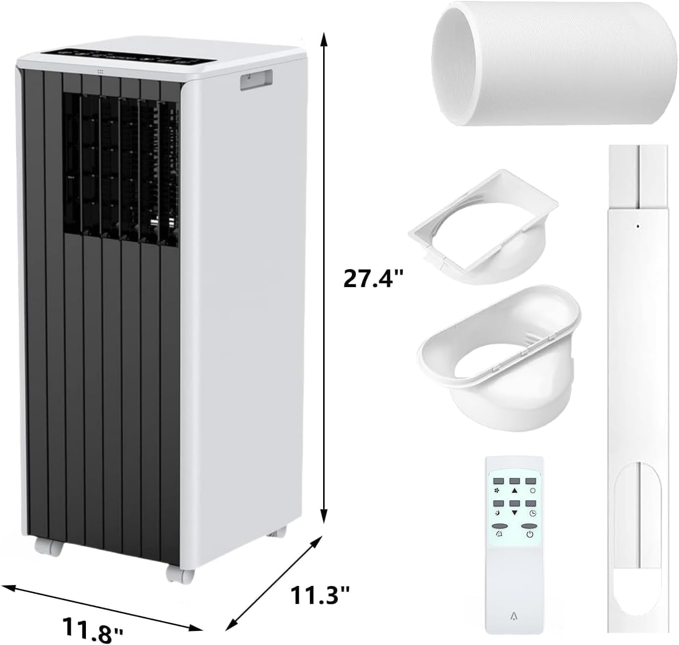 8000 BTU Portable Air Conditioner for Rooms up to 350 Sq.Ft, 3-in-1 Cooling, Dehumidifier & Fan with Quiet Operation, Efficient Cooling, Sleep Mode, 24-Hour Timer & Remote Control, Dark grey