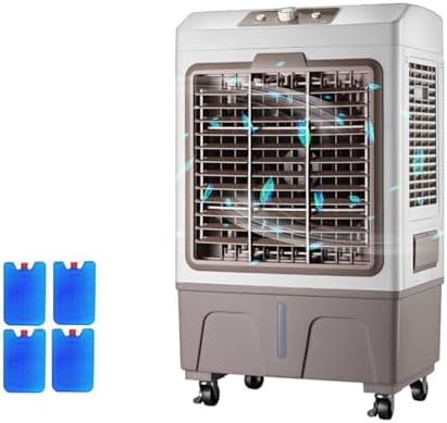 Swamp Cooler, Evaporative Cooler, 4 Ice Box & 12.1 Gal/ 55 L Tank for Long Cooling, 3 Speeds, Portable Cooling AC Fan, 120°Auto Oscillation, for Patio Garage Commercial Use
