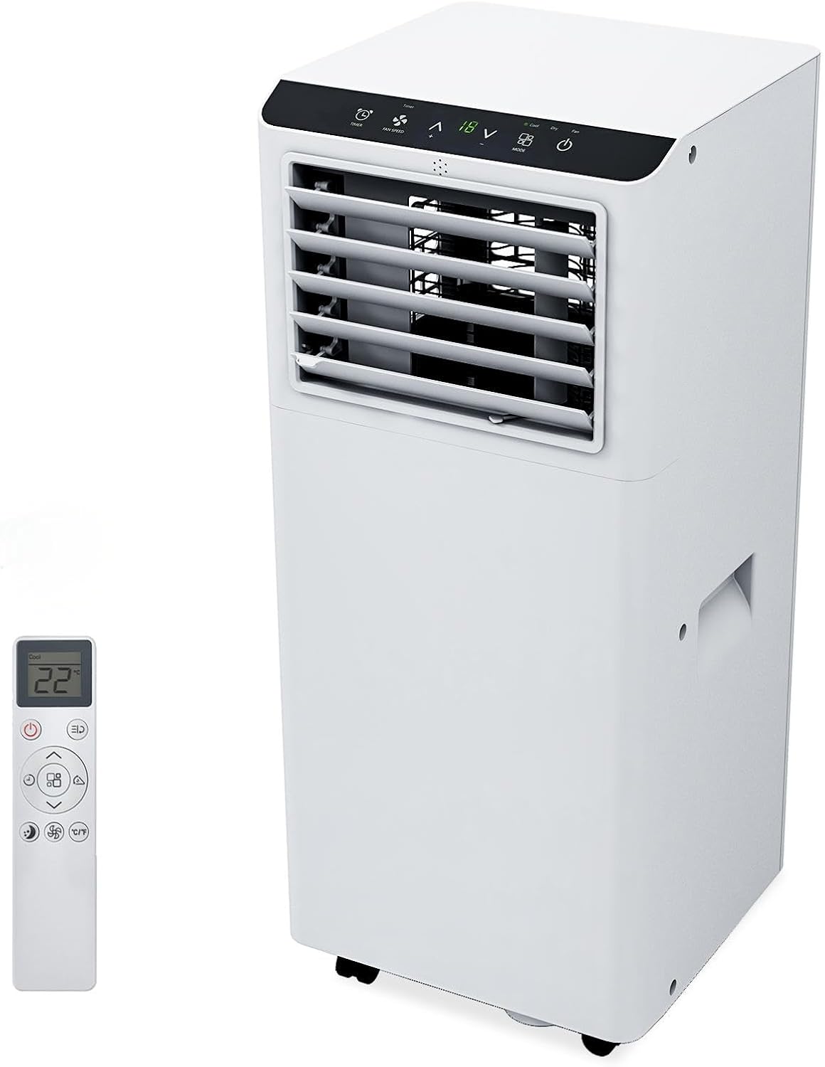 Senfot 8000 BTU Quiet Portable Air Conditioner for 350 Sq.Ft Rooms, 4 Modes (Cool/Fan/Dehumidify/Sleep), Black Control Panel, Remote Control, 24H Timer, Installation Kit Included, White