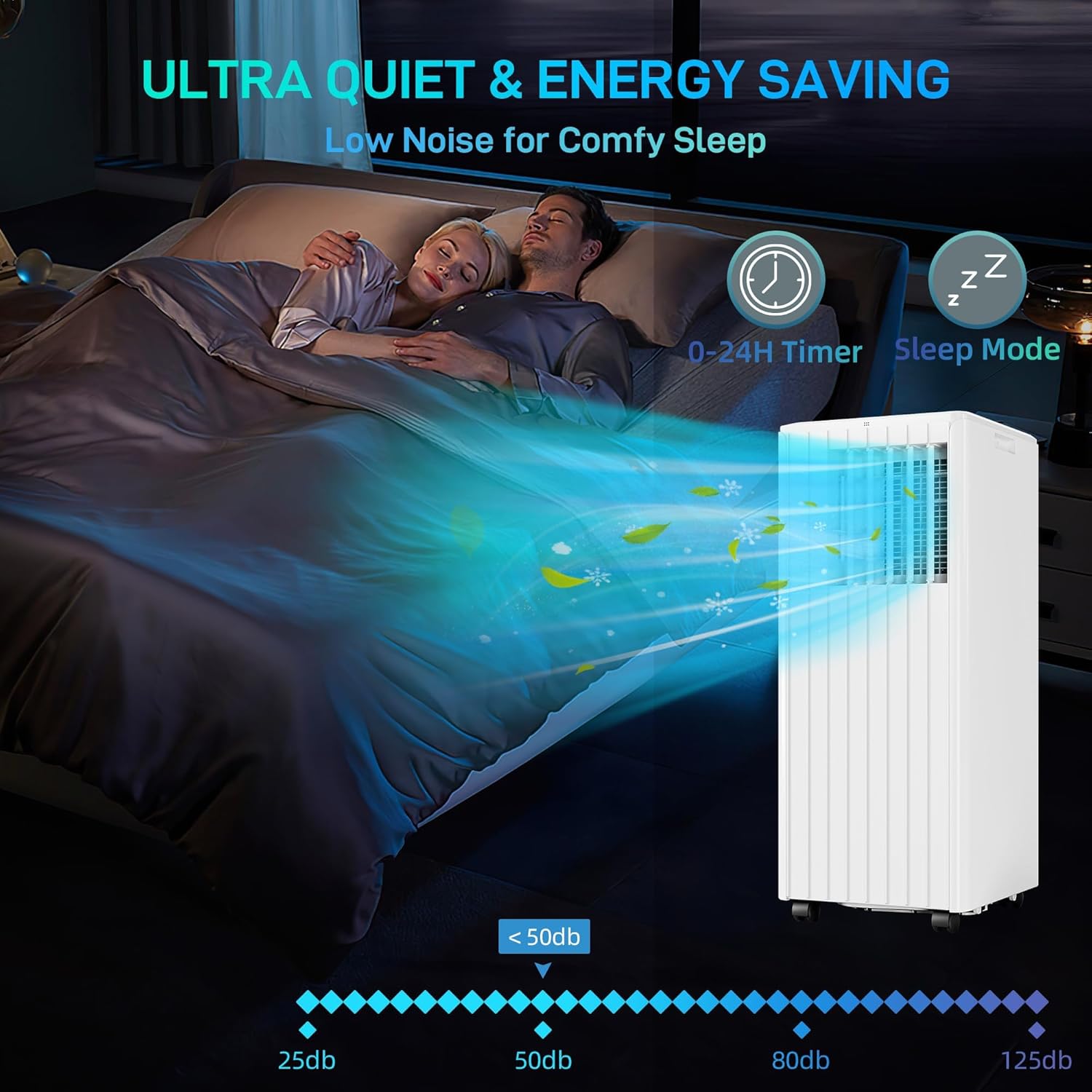 8000 BTU Portable Air Conditioner for Room, Portable AC Air Conditioner with Remote Control & Window Kit, 4-in-1 Air Conditioner Cools Up To 350 sq. ft, 1-24H Timers