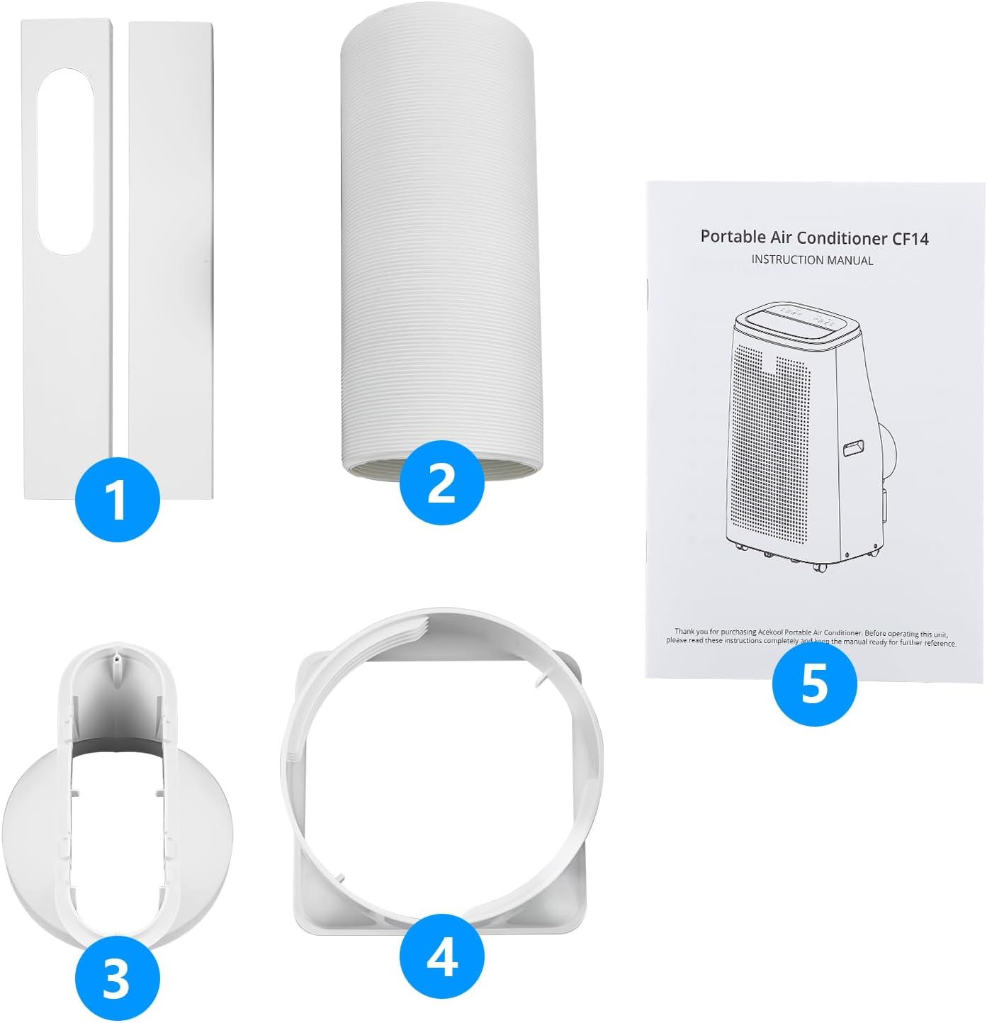 BLACK+WHITE 3-in-1 Portable AC 14000 BTU for Rooms 19–25 m², Portable Air Conditioner with Dehumidifier & Fan, Quiet Sleep Mode 