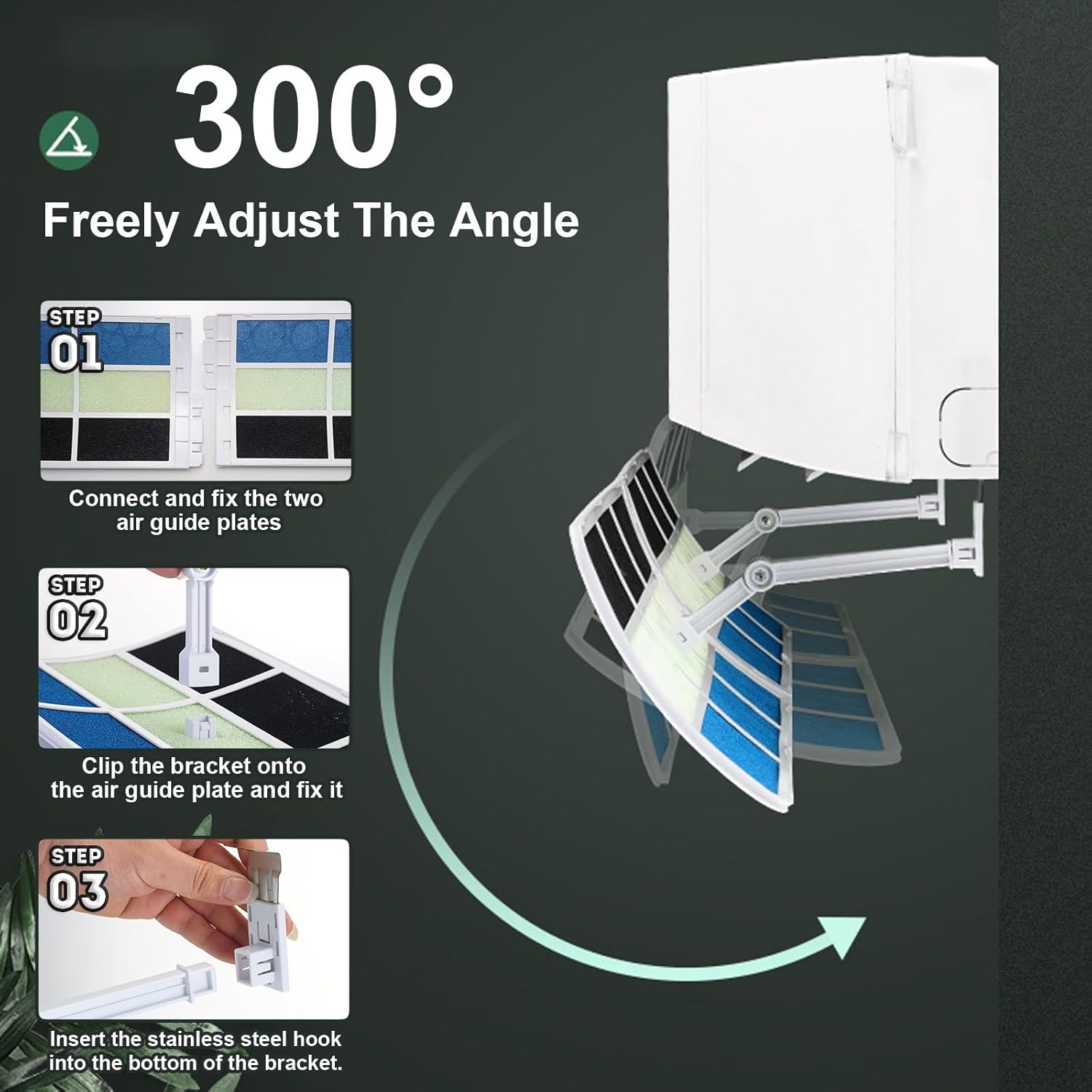 Bottom-mounted Air Vent Deflector, Universal Adjustable Air Conditioner Deflector, Air Deflector for Wall-mounted Air Conditioner