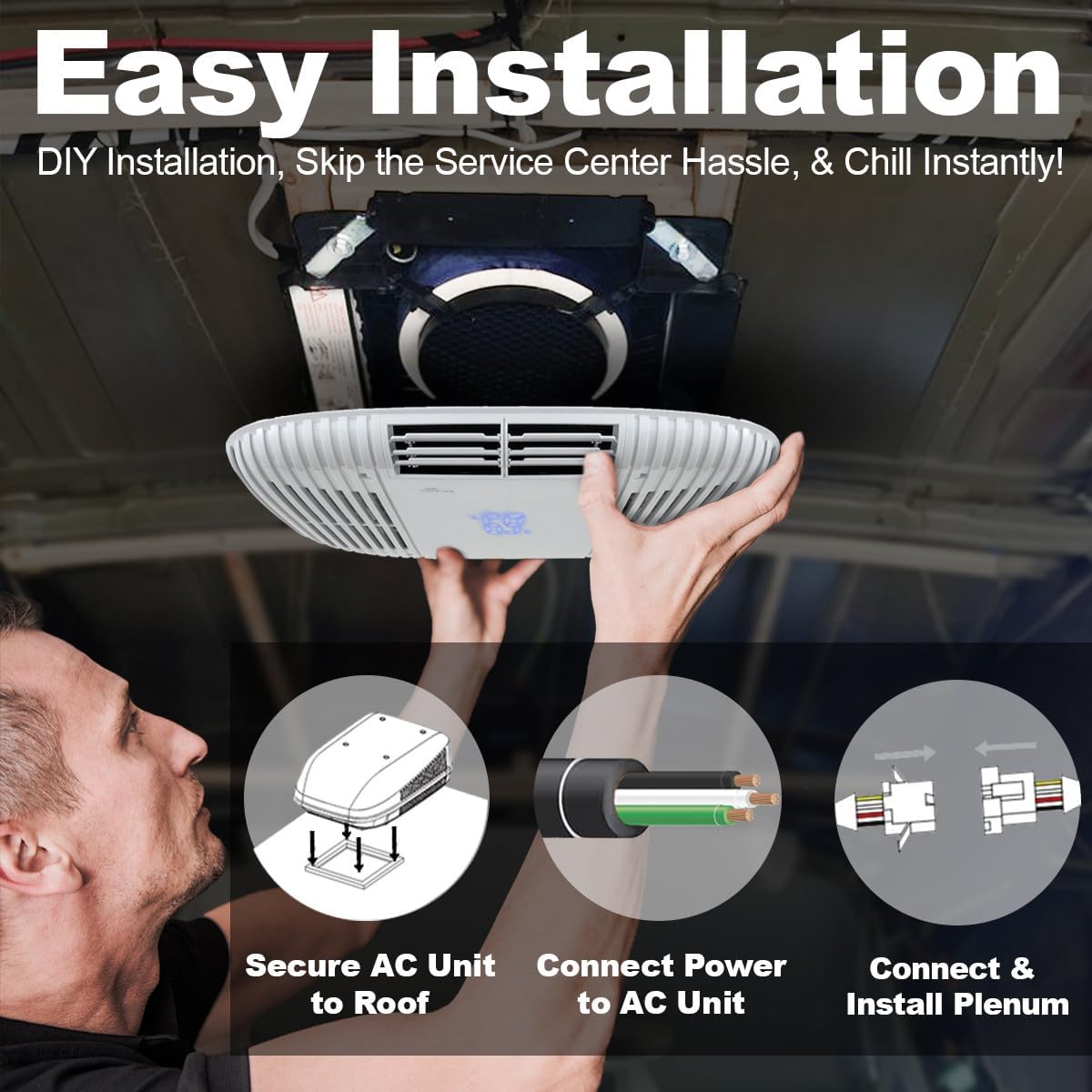 RecPro RV Air Conditioner 15K Ducted or Non-Ducted | Quiet AC | 110-120V | Heat Pump and Cooling | Easy Install | All-in-One Unit | For Camper, Fifth Wheel, Food Trucks (Ducted, White)