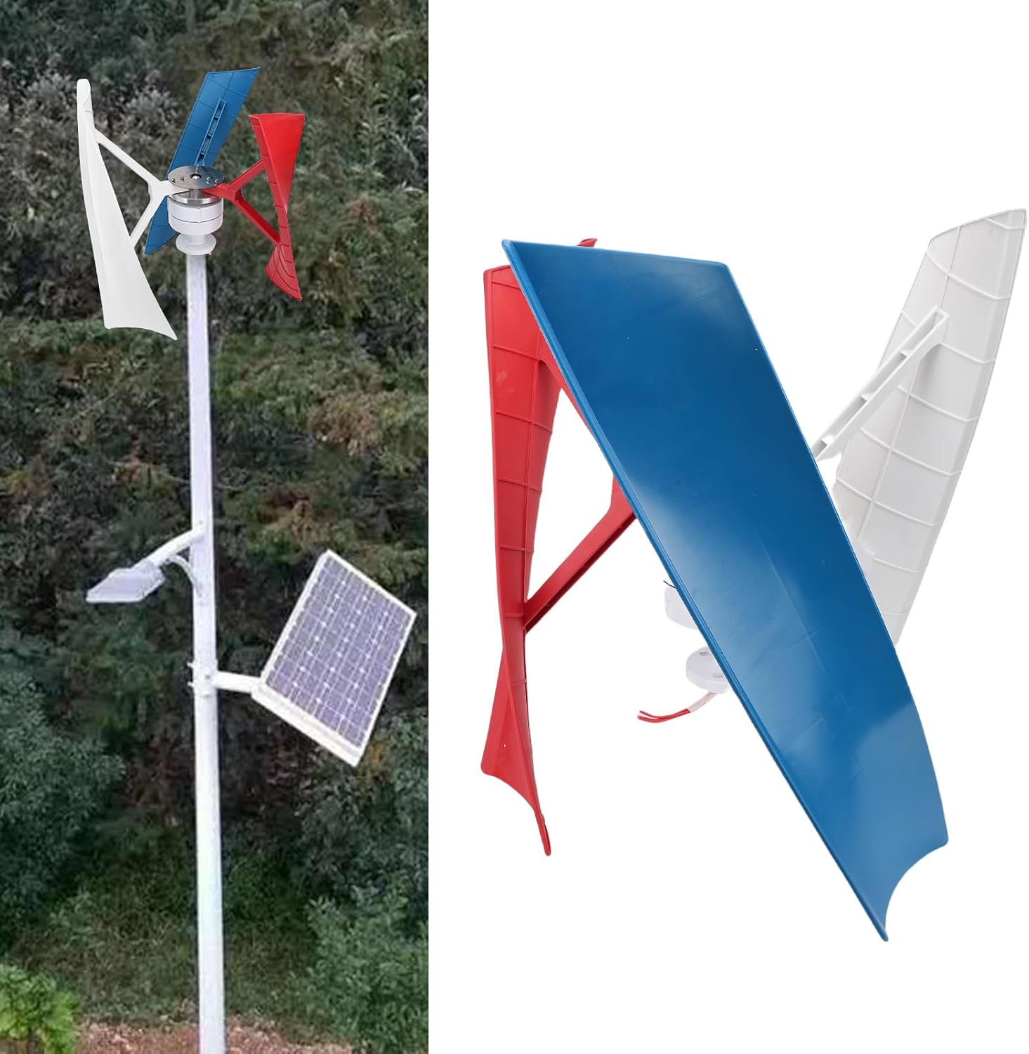 POCREATION 300W Vertical Wind Generator, Permanent Magnet 3 Wind Power Kit with MPPT Controller, for Boats Cabins Homes RVs