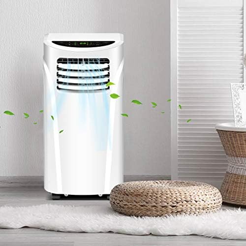 LDAILY Moccha 10000 BTU Portable Air Conditioner, 3-in-1 Cooler Fan Dehumidifier with 2 Fan Speeds, Remote Control and Digital LED Display Ultra-Quiet for Small Room Home Office