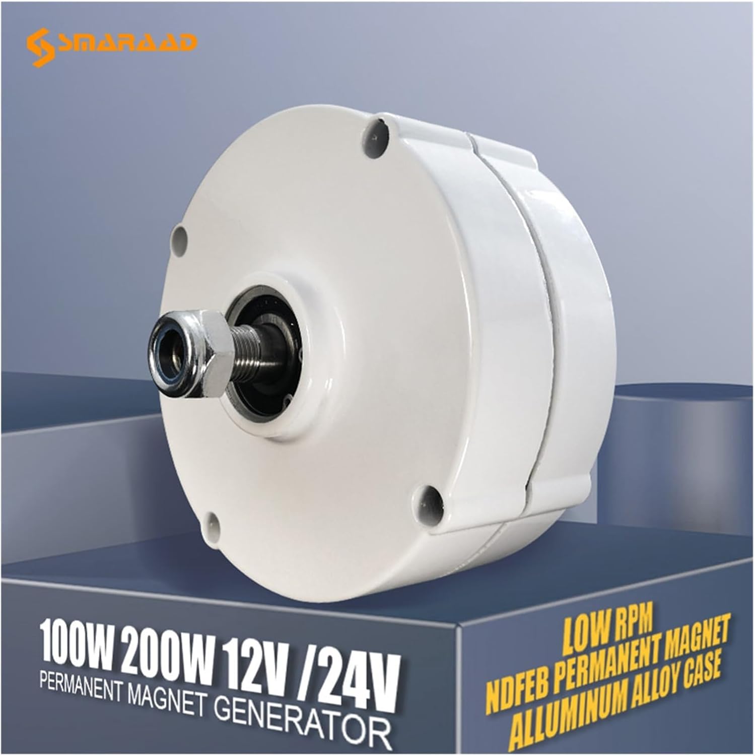 Low Speed 100W 200W 12V 24V Gearless Permanent Magnet Generator for Wind Turbines and Water Turbines Industrial Energy(Single Shaft,12V_200W)