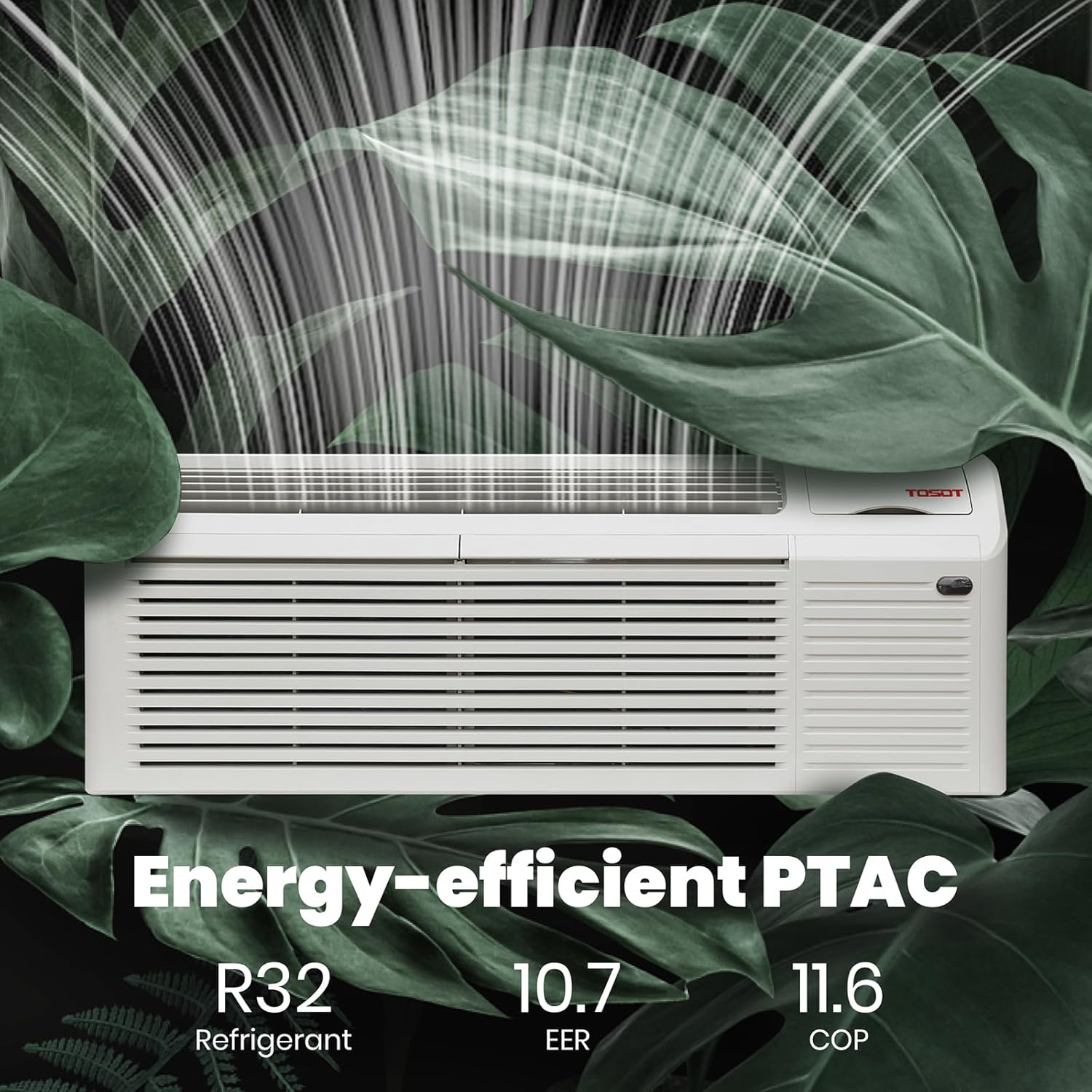 TOSOT 15,000 BTU PTAC, Inverter Packaged Terminal Air Conditioner with Heat Pump and 3.5 kW Electric Heater, Ventilation, Works in 20 to 115℉, 11.6 COP, R32, Wall Sleeve and Grill Included, 230V