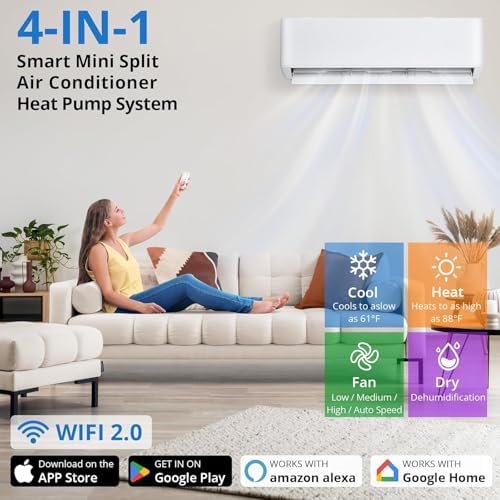 Garvee 2 Zone Mini Split AC/Heating System 28000 BTU (18K+18K), 20 SEER2 Dual Zone Ductless Wall Mounted Air Conditioner with Pre-Charged Condenser, Heat Pump 16.4 Ft Line 208-230V